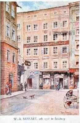 Postcard depicting the house in Salzburg where Wolfgang Amadeus Mozart 1756-91 was born 1912 by Romanticism