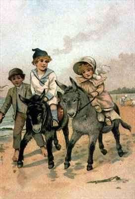 Children Riding Donkeys at the Seaside by Romanticism