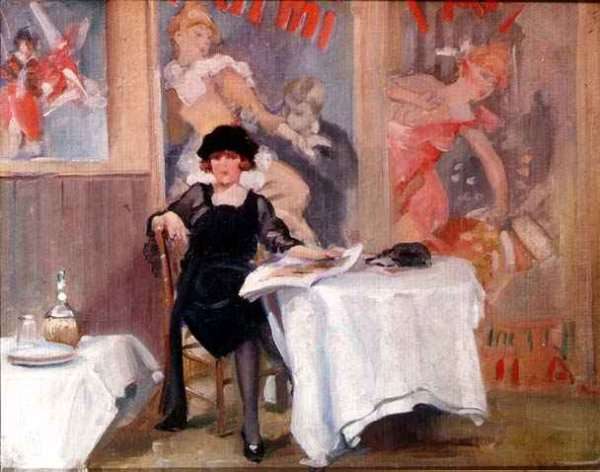 Lady at a Cafe table by Romanticism