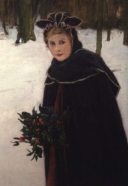 Winter - Portrait of a girl in a winter landscape by Romanticism