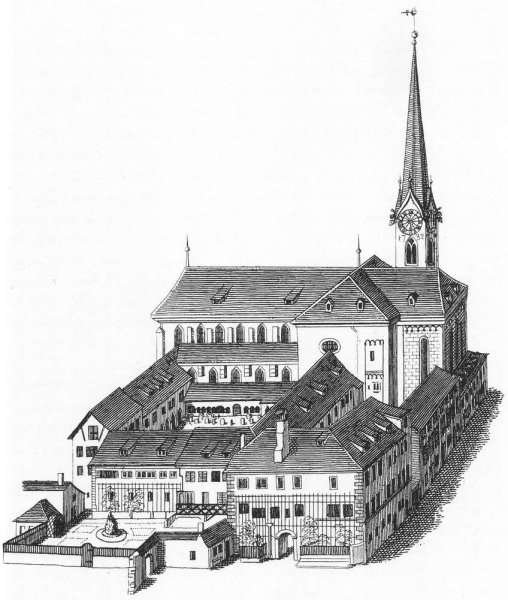 The Fraumunsterkirche in Zurich 1830 by Romanticism