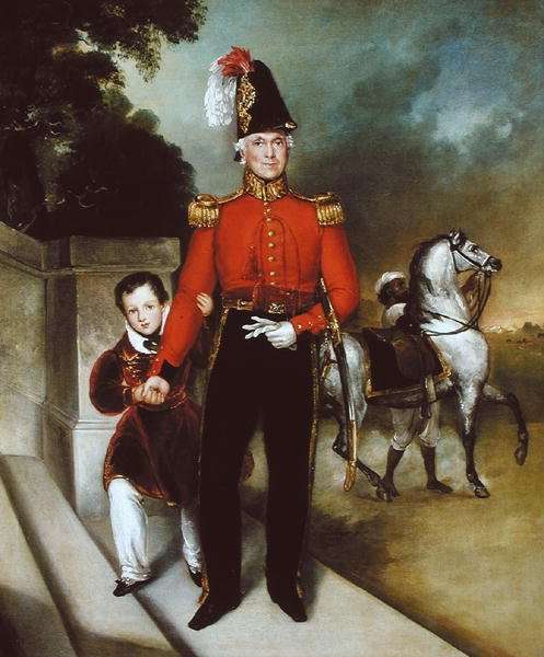 General Sir James Dennis 1778-1855 with his son, a syce leading away his charger 1843 by Romanticism