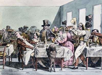 Delightful experience of a family in a crowded restaurant 1860 by Romanticism