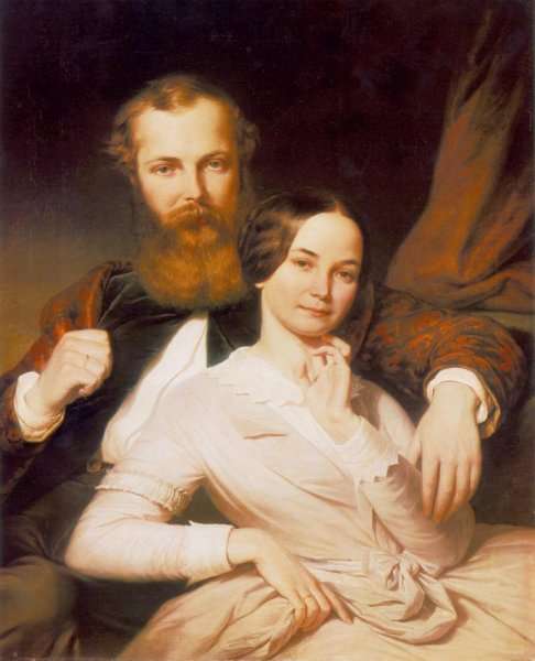 Composer Mihaly Mosonyi and his Wife 1840s by Romanticism