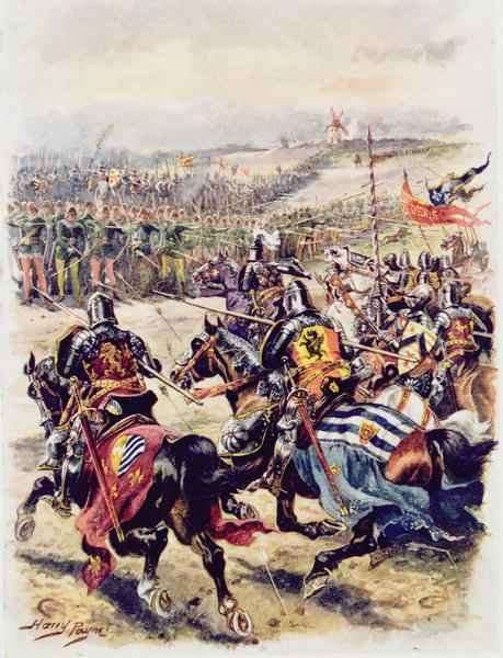 Charge of the French Cavalry, illustration for Glorious Battles of English History by Major C.H. Wylly, 1920s by Romanticism