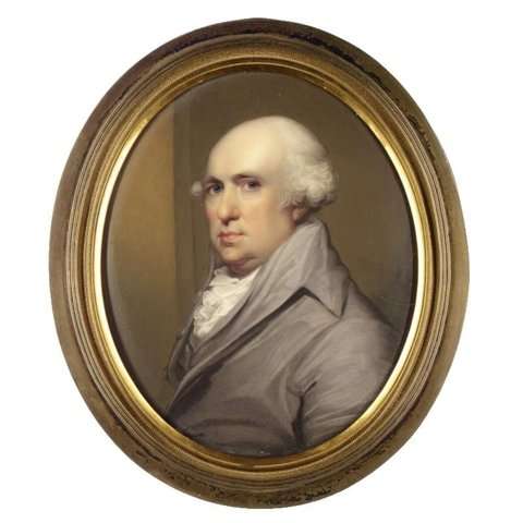 A portrait of George Stubbs (1724-1806) wearing a grey coat with a white cravat 1810 by Romanticism