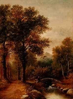 An Angler by a Woodland Stream by Romanticism