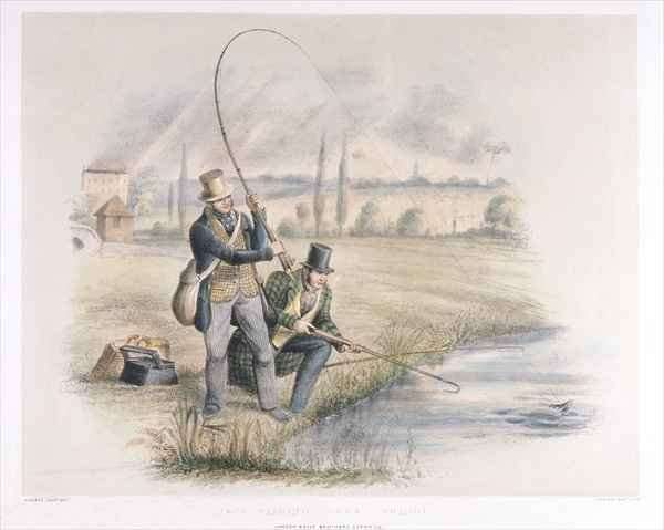 Jack Fishing Lea Bridge from a set of six images of Angling by Romanticism