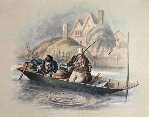 Barbel Fishing Twickenham from a set of six images of Angling by Romanticism