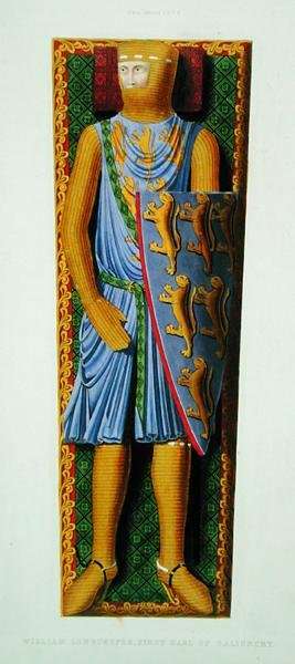 William Longespee, 1st Earl of Salisbury d.1226 after a mid-13th century manuscript in Cambridge University Library by Romanticism