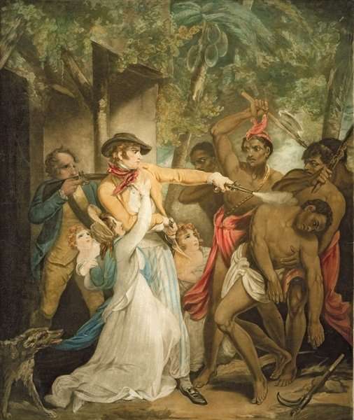 The Settling Family Attacked by Savages, engraved by George Keating 1762-1842 by Romanticism