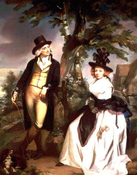 Portrait of a Lady seated and her husband standing by Romanticism