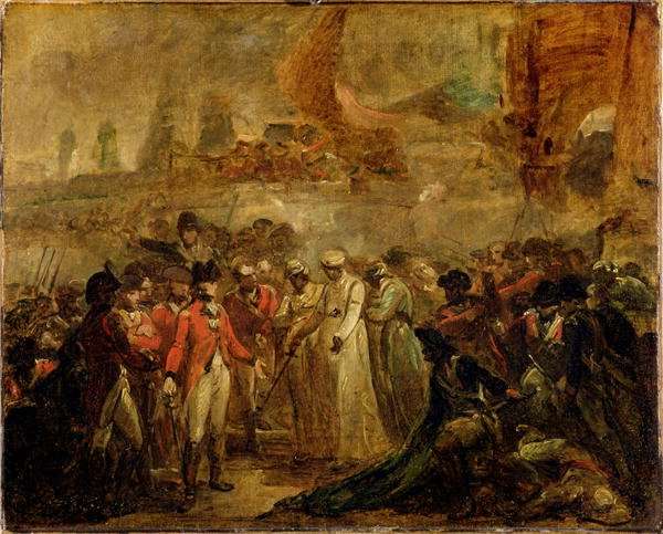 The Surrender of the Two Sons of Tipu Sahib 1749-99, Sultan of Mysore, to Sir David Baird, c.1800 by Romanticism