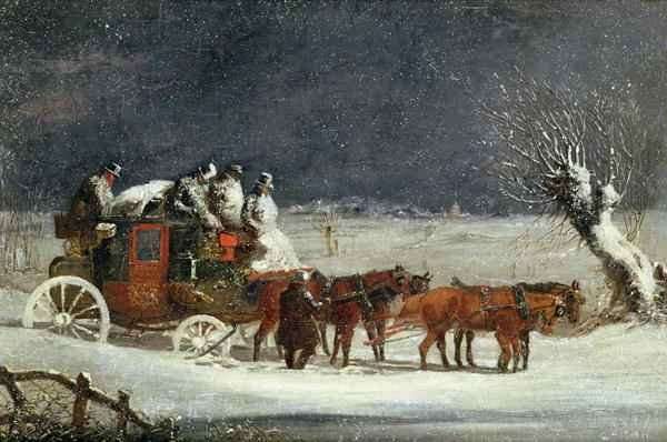 Coaching Scene The London to Dover Mail in Winter by Romanticism