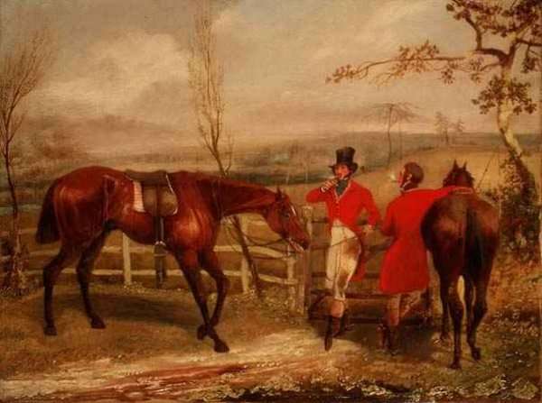 Gentlemen Smoking by a Fence by Romanticism