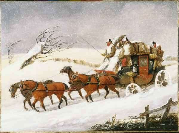 The Dover to London Coach In Winter by Romanticism