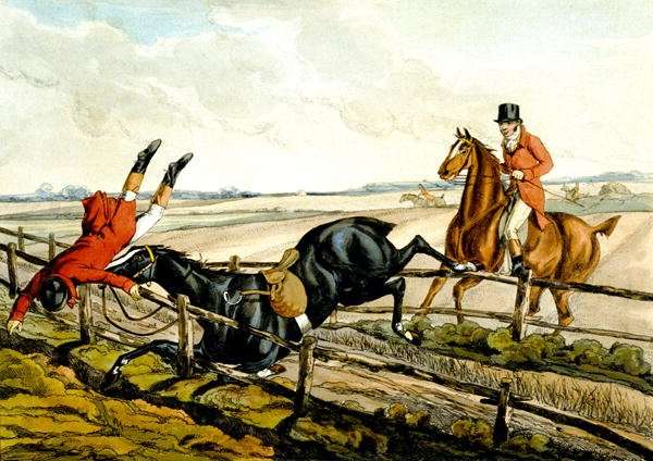 Misjudging the Jump, plate from 'Qualified Horses and Unqualified Riders', 1815 by Romanticism