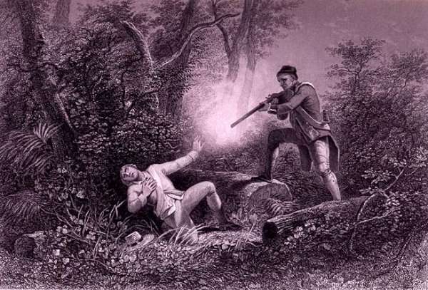 The Fratricide at Wyoming, 1778, from 'The History of the United States', Vol. I, by Charles Mackay, engraved by James Charles Armytage (c.1820-97) by Romanticism