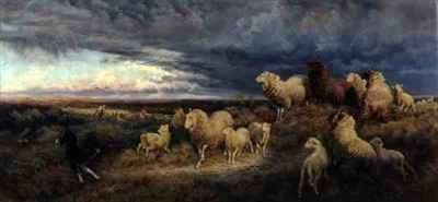 Approaching Thunderstorm Flocks Driven Home Picardy by Romanticism