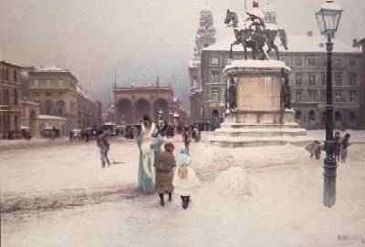 The Odeonsplatz in Munich at Wintertime 1892 by Romanticism