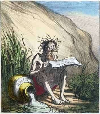 Diogenes reading a newspaper by Romanticism