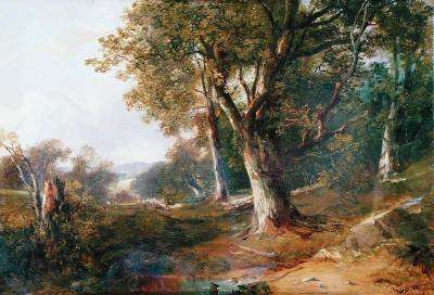 A Wooded Landscape with Castle in Distance 1865 by Romanticism