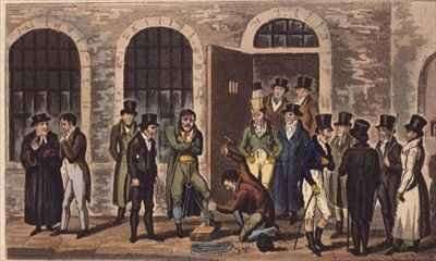 Tom Jerry and Logic visiting condemned prisoners at Newgate Prison by Romanticism