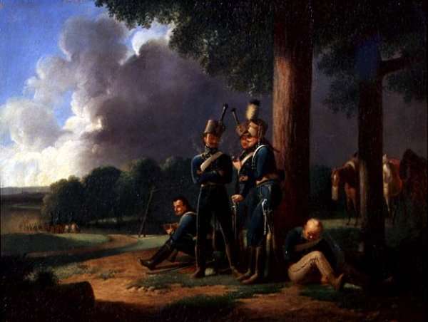 Hussars on outpost duty by Romanticism