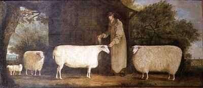 A Shepherd with his Flock by Romanticism