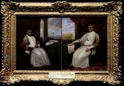 Portraits of the Parsi Master Shipbuilders Jamsetjee Bomanjee 1756-1821 and his son Nourojee Jamsetjee 1774-1860 Bombay by Romanticism