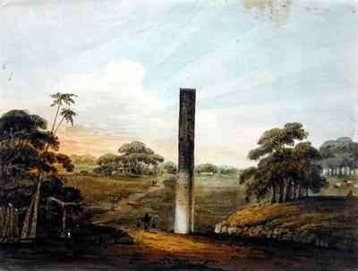 The Pre Asokan pillar at Araraj North Bihar by Romanticism