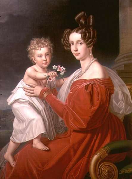 Archduchess Sophia of Austria 1805-72 with her two year old son Franz Joseph 1830-1916 later Emperor Francis Joseph I of Austria by Romanticism