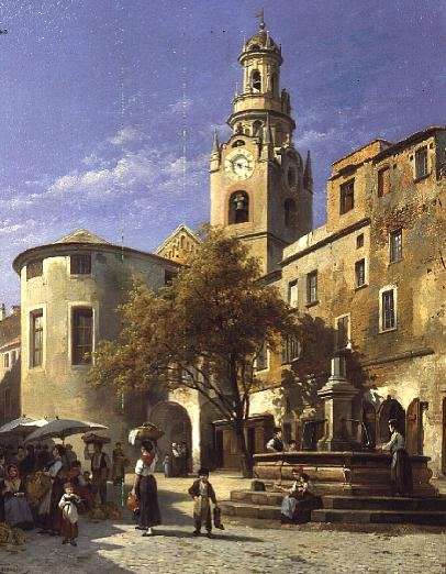 Continental Street Scene by Romanticism