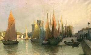 Harbour scene by Romanticism