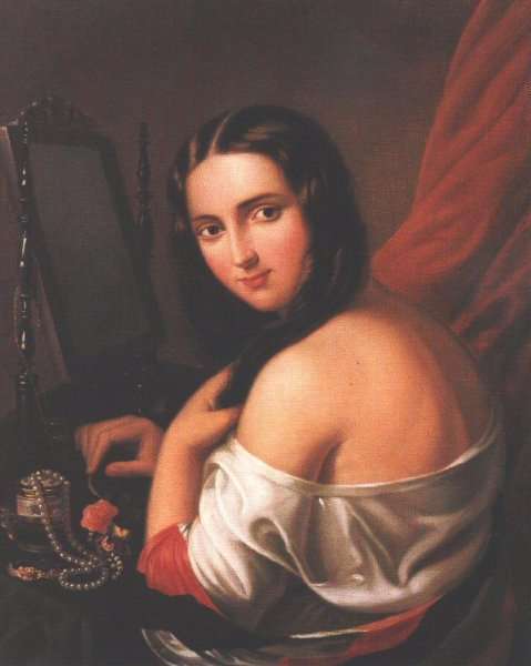 Woman Seated before a Mirror 1840s by Romanticism