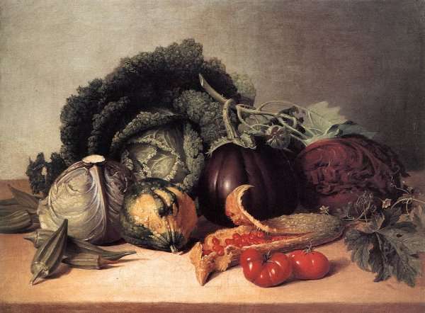 Still Life- Balsam Apples and Vegetables 1820s by Romanticism