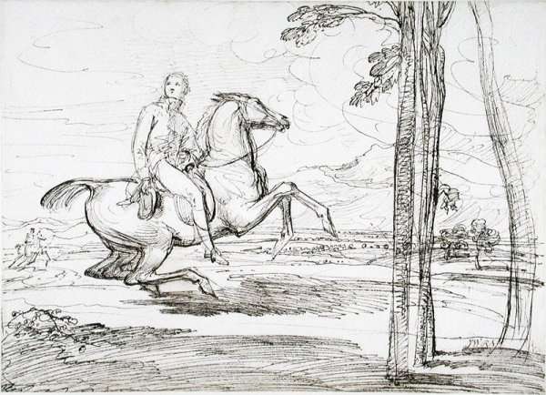 A Horseman in a Landscape, probably a study for Theophilus Levett Fox Hunting in Wychnor Park, 1814 by Romanticism