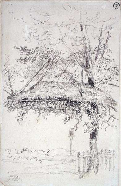 A Thatched Shelter Suspended from a Tree by Romanticism