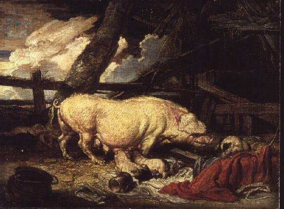 Pigs in a Sty by Romanticism