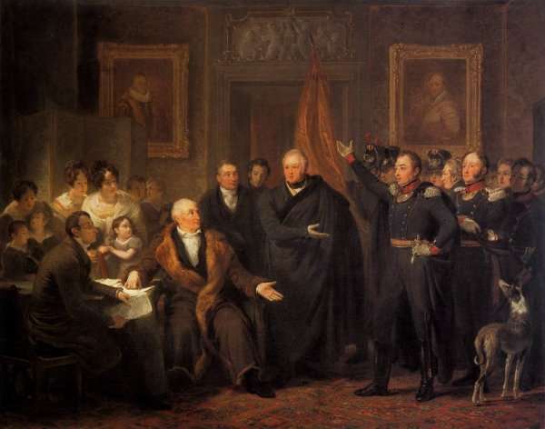 The Triumvirate Assuming Power on behalf of the Prince of Orange, 21 November 1813 by Romanticism