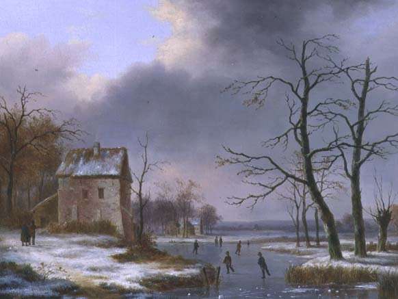 Skating on a Frozen River by Romanticism