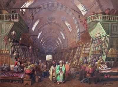 A Bazaar in Constantinople by Romanticism