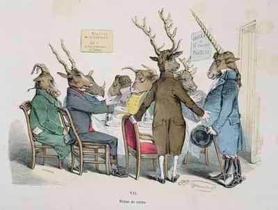 Repas de Corps caricature from Les Metamorphoses du Jour series by Romanticism