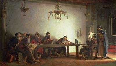 The Reading of the Bible by the Rabbis a souvenir of Morocco by Romanticism