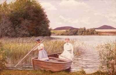 The Artists Wife and Daughter in a Rowing Boat by Romanticism