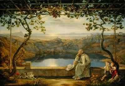 A Monk on a Terrace at the Nemi Lake by Romanticism