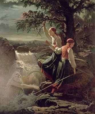 Two Peasant Girls Listening to the Playing of the Water-Sprite by Romanticism