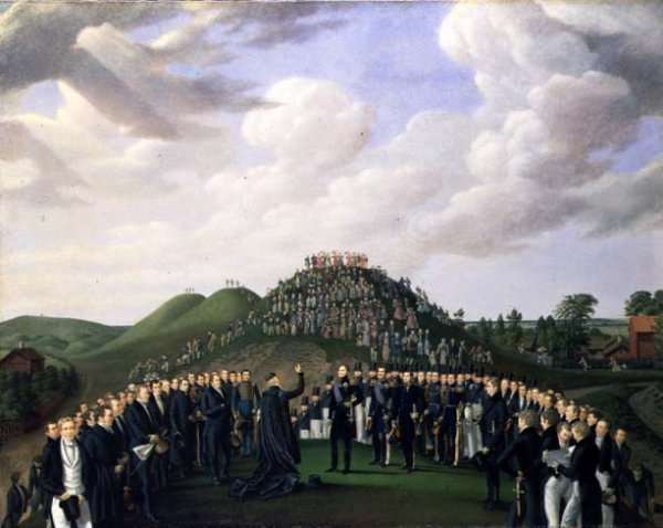 King Carl XIV Johan (1763-1844) of Sweden Visiting the Mounds at Old Uppsala in 1834, 1836 by Romanticism