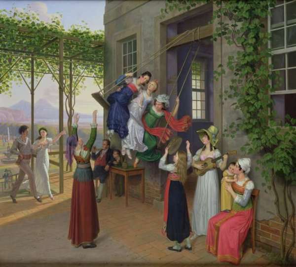 Youths Playing on a Swing in a Garden near Naples by Romanticism