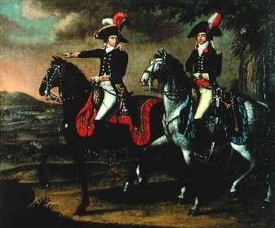 Equestrian Portrait of General Jean Baptiste Jourdan 1762-1833 and one of his aides de camp by Romanticism